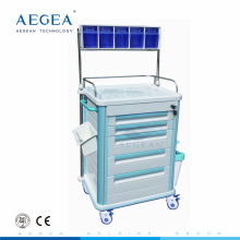 AG-AT005B1 Cajón de material plástico ABS con ruedas Carro de anestesia médica